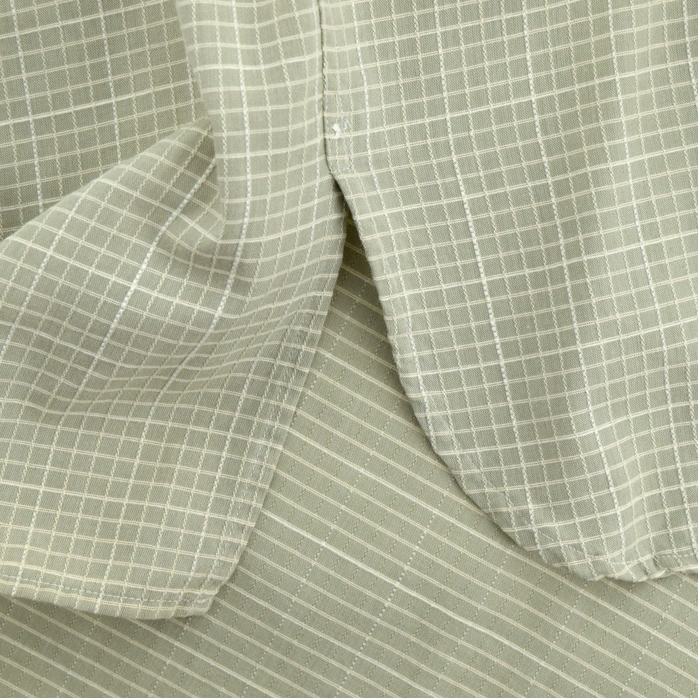 Ermenegildo Zegna Shirt Mens XL Designer Italian Sage Green Textured Micro Check - Picture 6 of 13